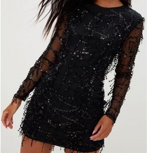 Princess Polly Black Sequin Mini Cocktail New Years Eve Dress
